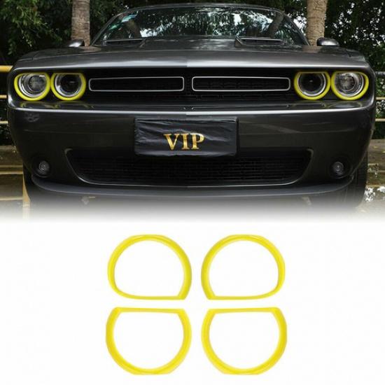 Vorderlicht Lampenabdeckung Zierleiste Außen Dekor Für Dodge Challenger 15+ Gelb