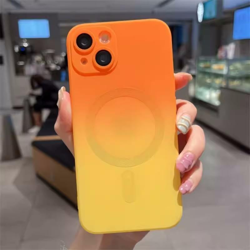 Luxury Magsafe Wireless Charge Gradient Pattern Phone Case For iPhone 15 14 13 12 11 Pro Max Plus Magnetic Silicone Bumper Cover