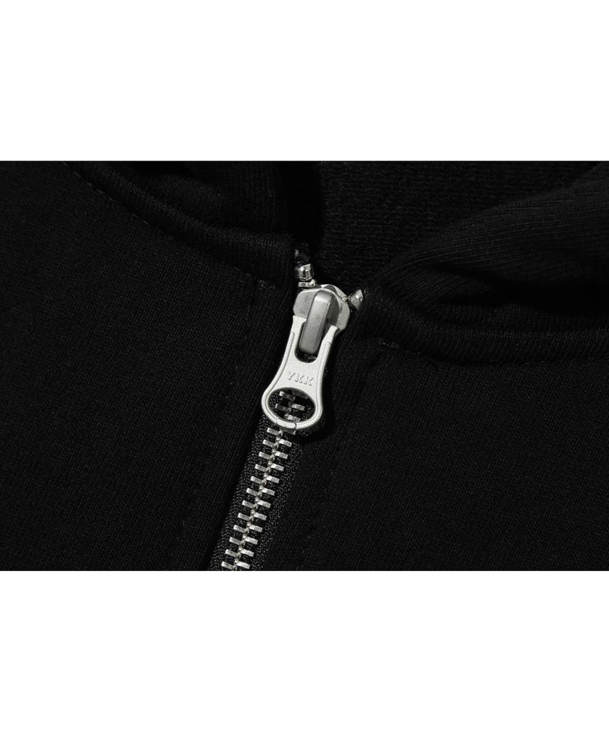 Basemoment Rivet Crop Zip-Up Hoodie (Heavyweight) Black