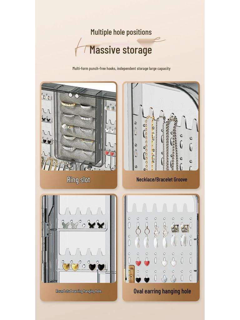 Wall-Mounted Large Jewelry Organizer: Stud Earrings, Necklace Display & Storage Box