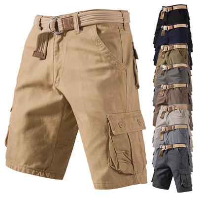 Men's Summer Plus Loose Casual Shorts with Multiple Pockets and Workwear, Cropped Pants