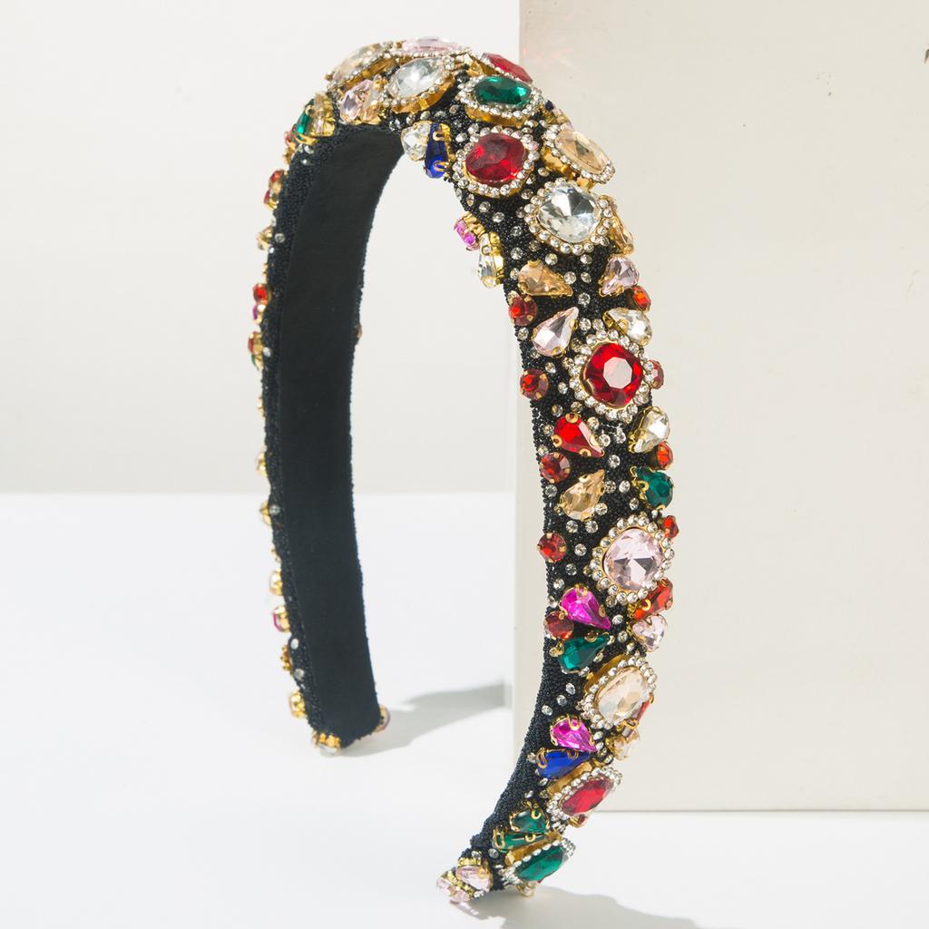 Barokowe Opaski na Głowę z Pełnymi Diamentami Błyszcząca Kolorowa Diamentowa Opaska do Włosów Akcesoria do Włosów Damska Opaska Party Opaska Obręcz Nakrycie Głowy Dziewczęce Nowe