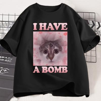 Mam Bombę Zabawny Kot Dank Meme Koszulka Męska Damska Miłośnik Kotów Szalona Koszulka Brzydkie Koszulki Casual Krótki Rękaw Odzież Męska
