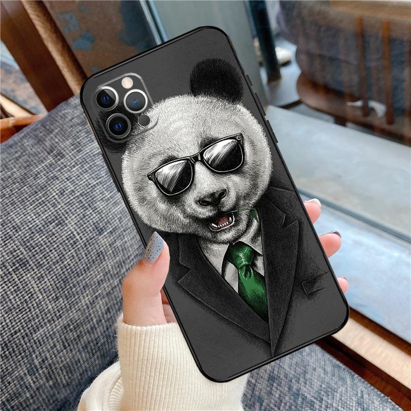 Cartoon Cute Panda Bear Phone Case For iPhone 16 15 14 12 11 13 Pro Max 12 13 mini XR 15 16 Plus 16e Cover Shell