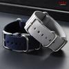 Universal Ribbed Watch Strap Nylon Silver Ring Buckle Band 20mm 22mm Striped Waterproof Bracelet Watch Accessories for Men Women