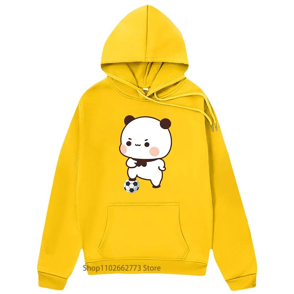 

Симпатичные бубу играет в футбол, толстовки Kawaii, милые толстовки с рисунком медведя панды, женские толстовки унисекс, повседневная одежда Y2k, пуловер Kawaii для девочек 4XL
