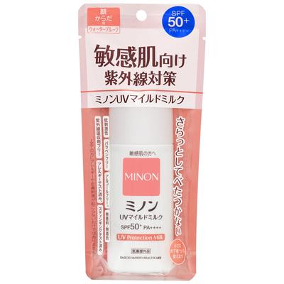 MINON UV Mild Milk Sonnenschutz 80ml - SPF50+ PA++++, Empfindliche Hautpflege, Ohne UV-Absorber, Reizarm, Kindersicher