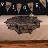 Dark Halloween Aesthetic Decor Tablecloth, Black Lace Spider Web Table Cover, Spooky Gothic Lamp Shade for Masquerade, Party, Dinner Decoration