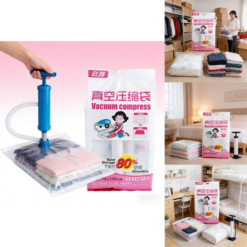 Compression Storage Bag For Winter Clothes With Pet Pe Material And No Pump Needed For Travel
