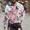 Spring and Autumn Round Neck 3D Artistic Printed T-shirts Fashionable Casual Long Sleeved Men's T-shirts