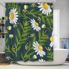 Large Floral Shower Curtain Green White Flower Bath Decor Modern Home Kitchen Decoration Customizable Size for Bathroom