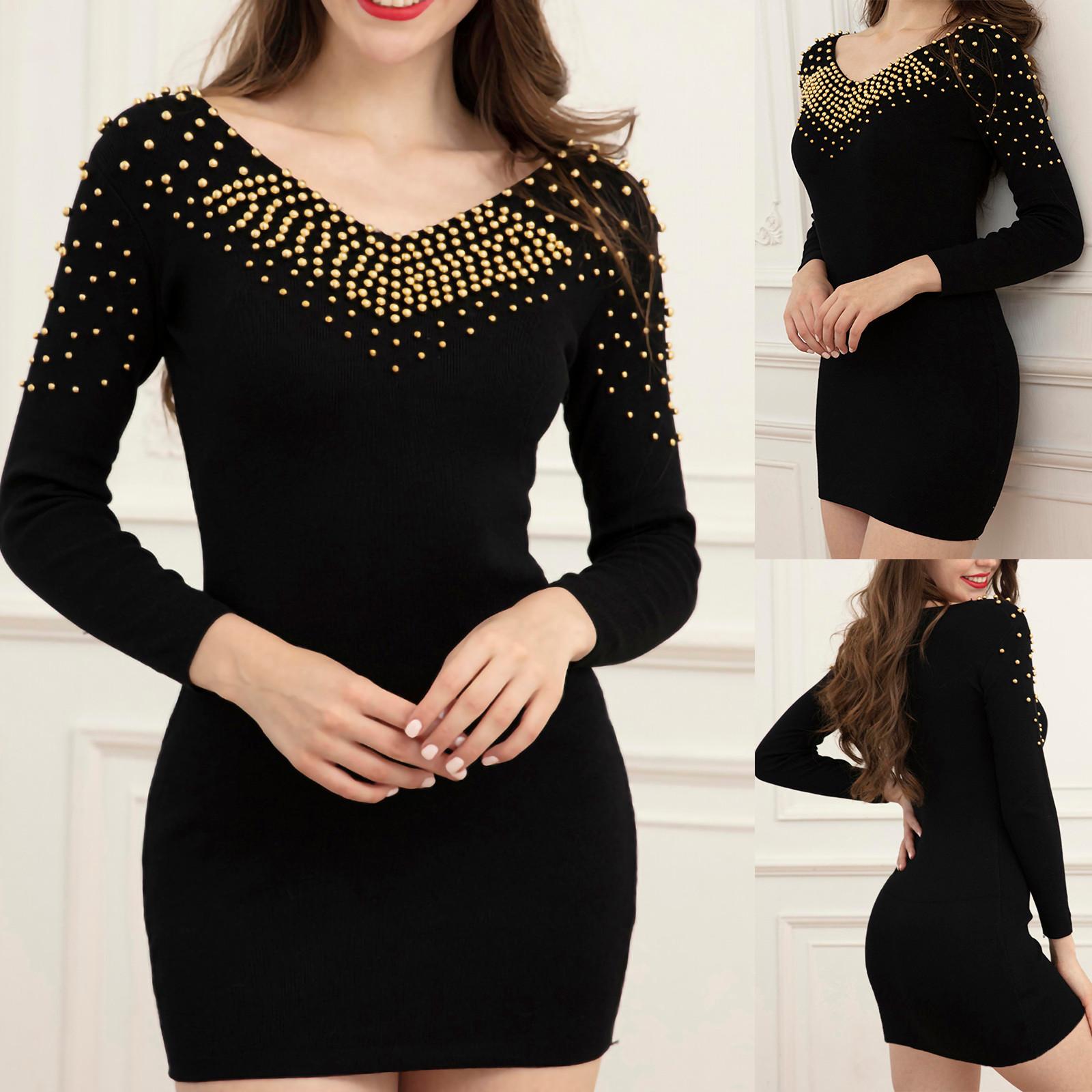 

Осень Зима женщины одеваются V-Образный вырез Зимний мешок хип платье