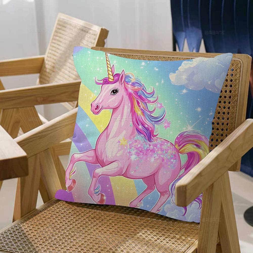 1Pc Cartoon Rainbow Unicorn Cushion Cover Car Throw Pillow Case For Sofa Car Christmas Gift 40X40Cm 45X45Cm