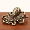 Brass Octopus Figurine Metal Carving Octopus Statue Sea Animal Sculpture Feng Shui Decoration Home Office Desktop Ornament
