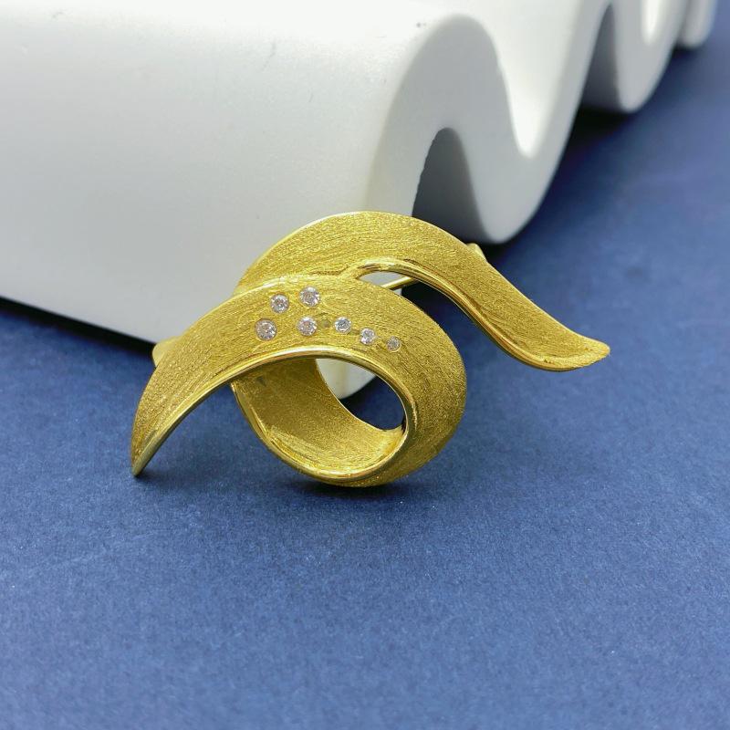 Dual-Use Geometric Zircon Decoration Brooch: S925 Silver, Real Gold Plated Accessory