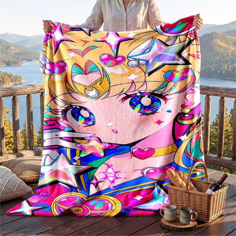 Warm Flannel Throw Blanket,Sailor Moon Lightweight Cozy Blanket For Bed Sofa And Daily Use