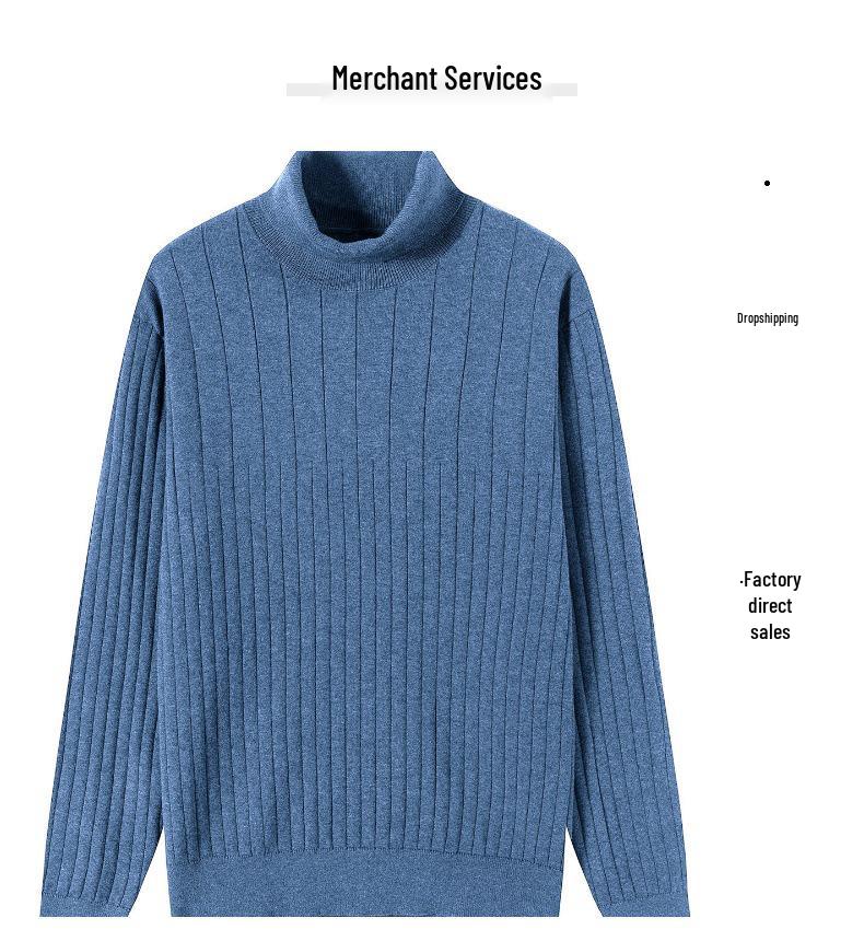 New Men's Trendy High Collar Sweater: Autumn/Winter Knitwear Fashion Base Layer