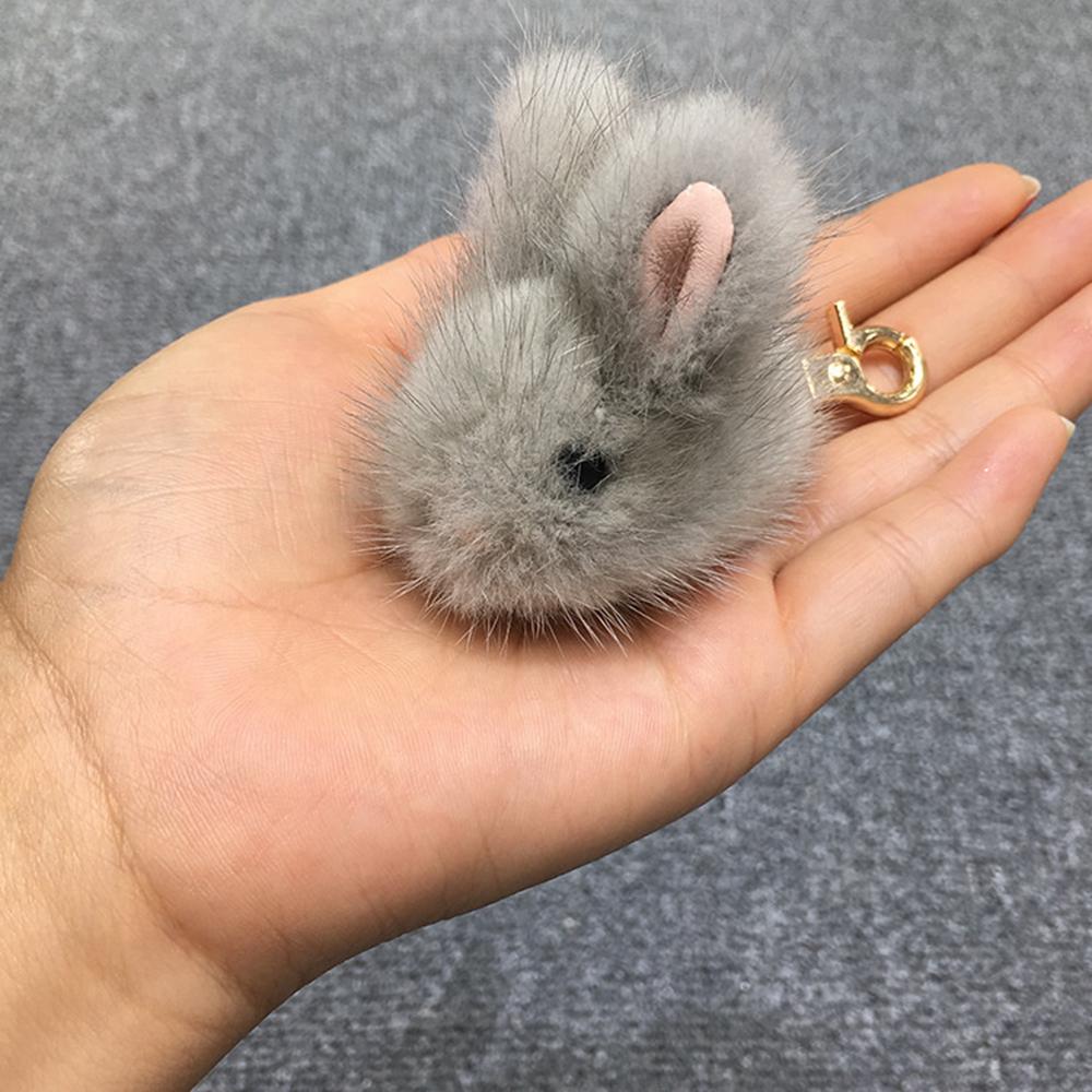 Hochwertiger 5CM Kawaii Plüsch Schlüsselanhänger Niedlicher Nerz Angora Kaninchen Langhaariges Kaninchen Weicher Anhänger Handtasche Autoschlüsselhalter Spielzeug