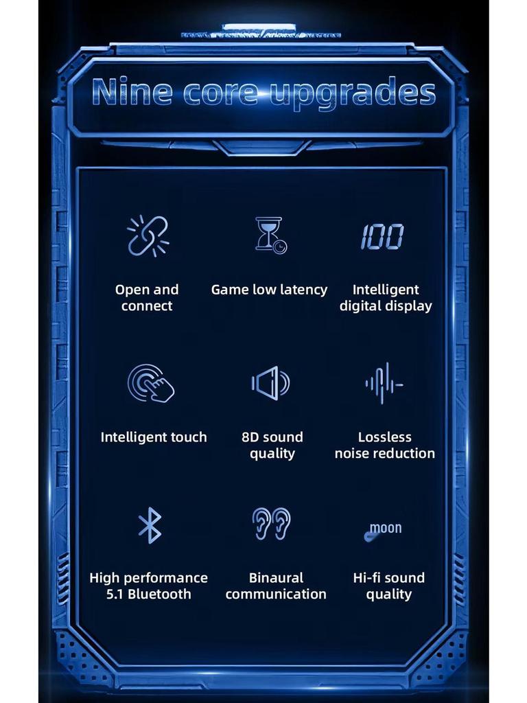 G9S Wireless Gaming Bluetooth Earbuds with Digital Display, Low Power, Low Latency, and Colorful Breathing Light