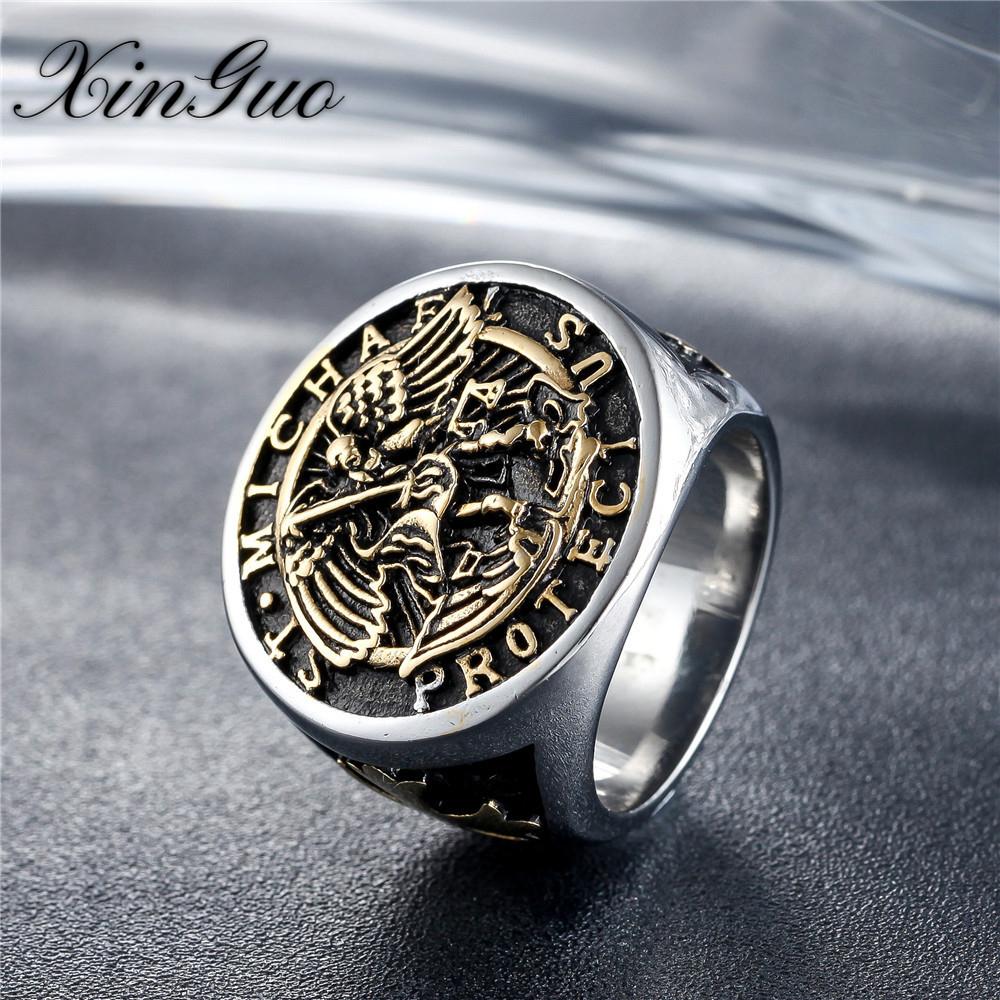 Vintage Cross Holy War Angel Men's Titanium Ring
