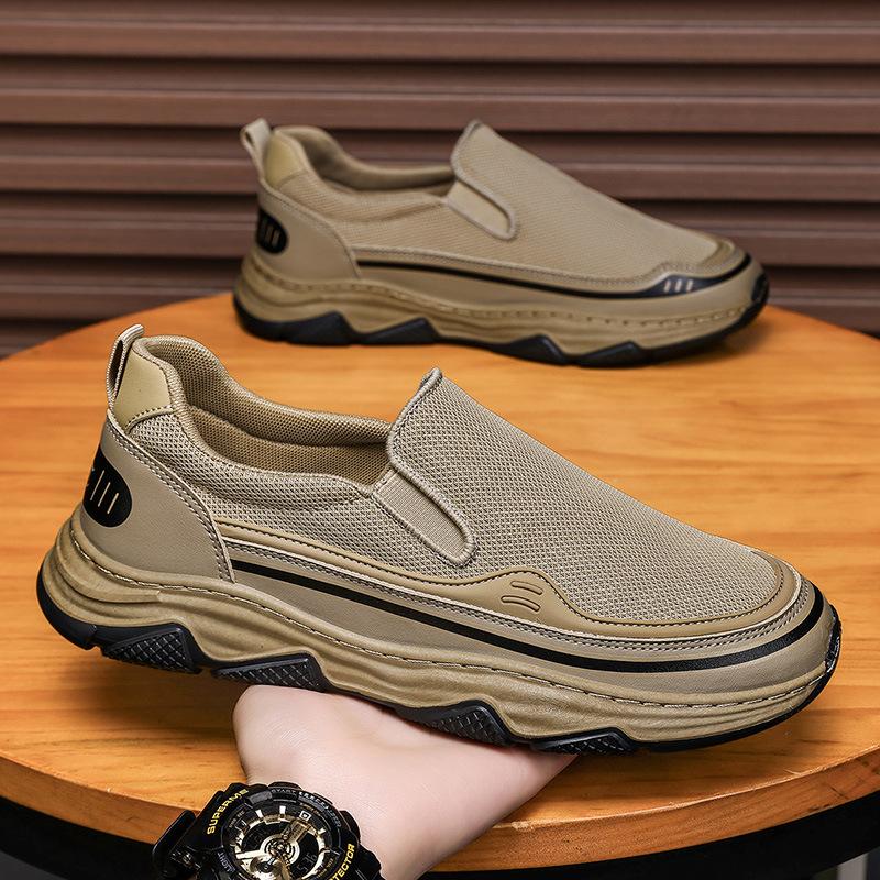 

Мужская обувь на одной педали 2025 лето новая дышащая сетка модная уличная для отдыха путешествий на толстой подошве удобная ленивая обувь 44 хаки