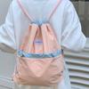 Large Capacity Light Soft Nylon Bag Contrast Color Shoulder Bag Drawstring  Backpacks  Travel