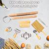 Wood Threaded Rolling Pin Pastas Tool Set Dough Scraper Gnocchi Board Dumpling Maker Ravioli Stamp Cutter Wood Texture