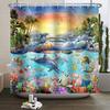 Underwater World Ocean Shower Curtain for Bathroom Seabed Animals Sea Turtle Dolphin Fish Waterproof Bathroom Curtain With Hooks