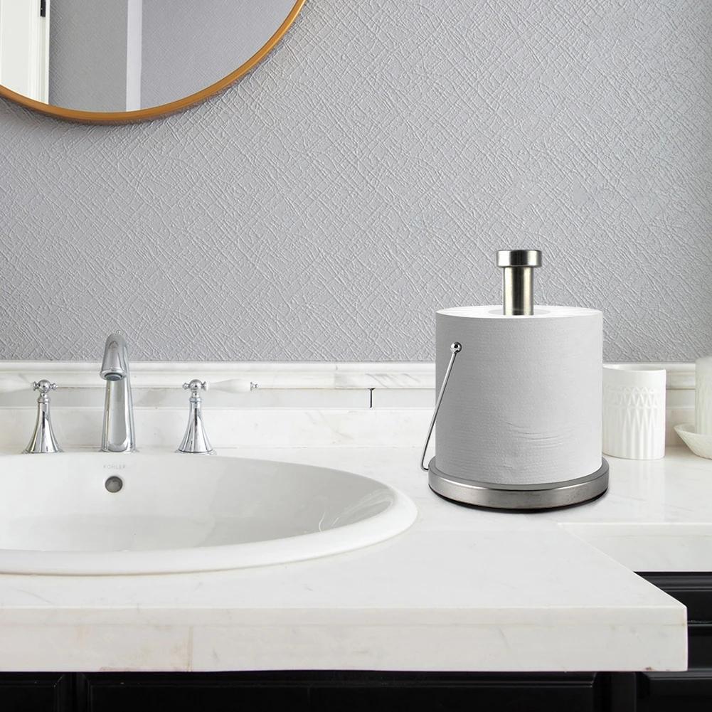 Standing Toilet Paper Holder with Round Base Roll Paper Towel Rack Toilet Paper Dispenser for Kitchen Storage Organisation