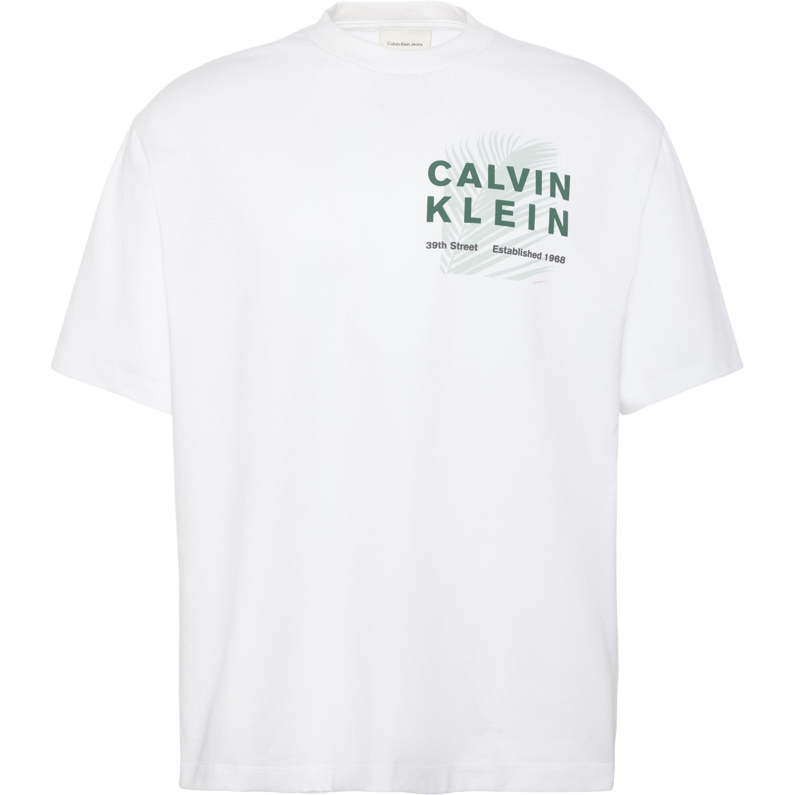 Calvin Klein Letter Palm Pattern Cotton Casual T-Shirt Men tops 4RG819GYAF S