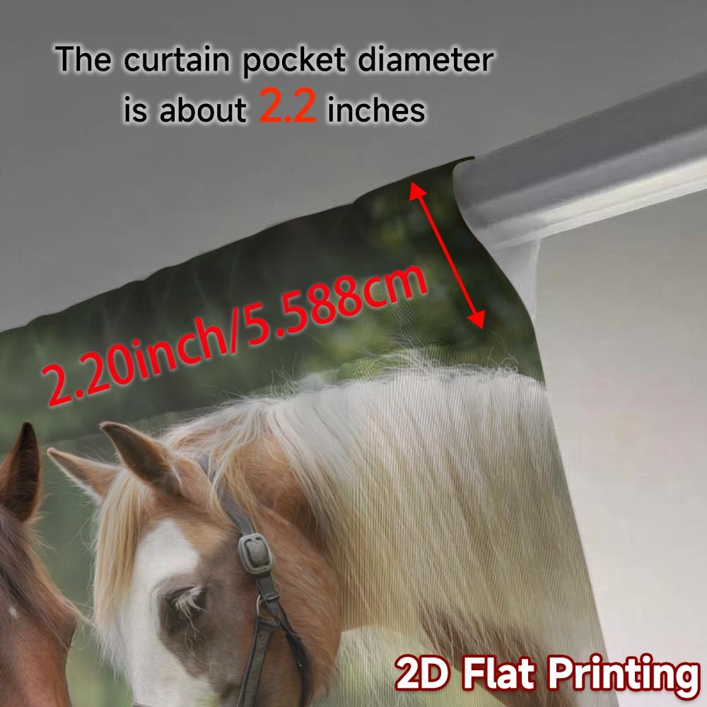 2pcs, 2D FLAT PRINTING Curtains (Without Rod) HorseCompanions Print Modern Curtains Durable 100% Polyester Fabric Curtains