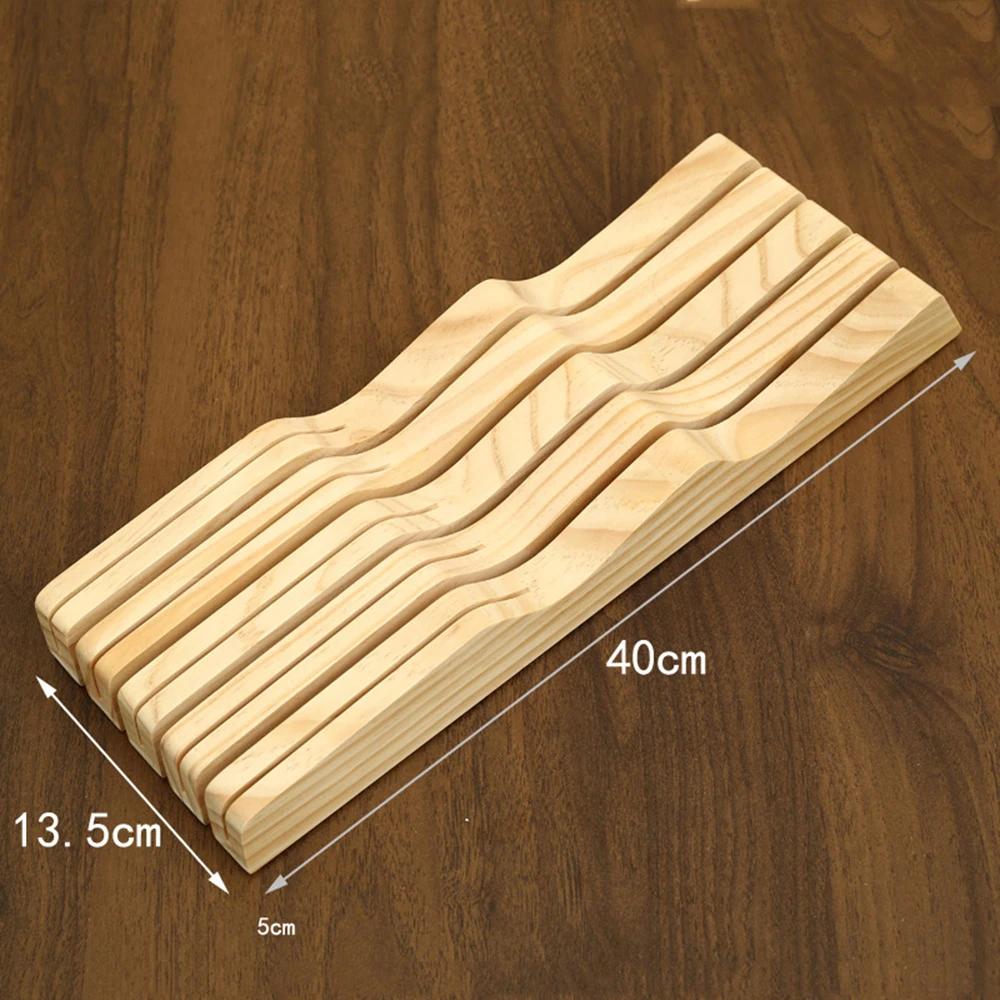 New In-drawer Knife Tray Wood Knife Organizer Kitchen Drawer Cutlery Storage Tableware Container Western Knife Tray Organizer