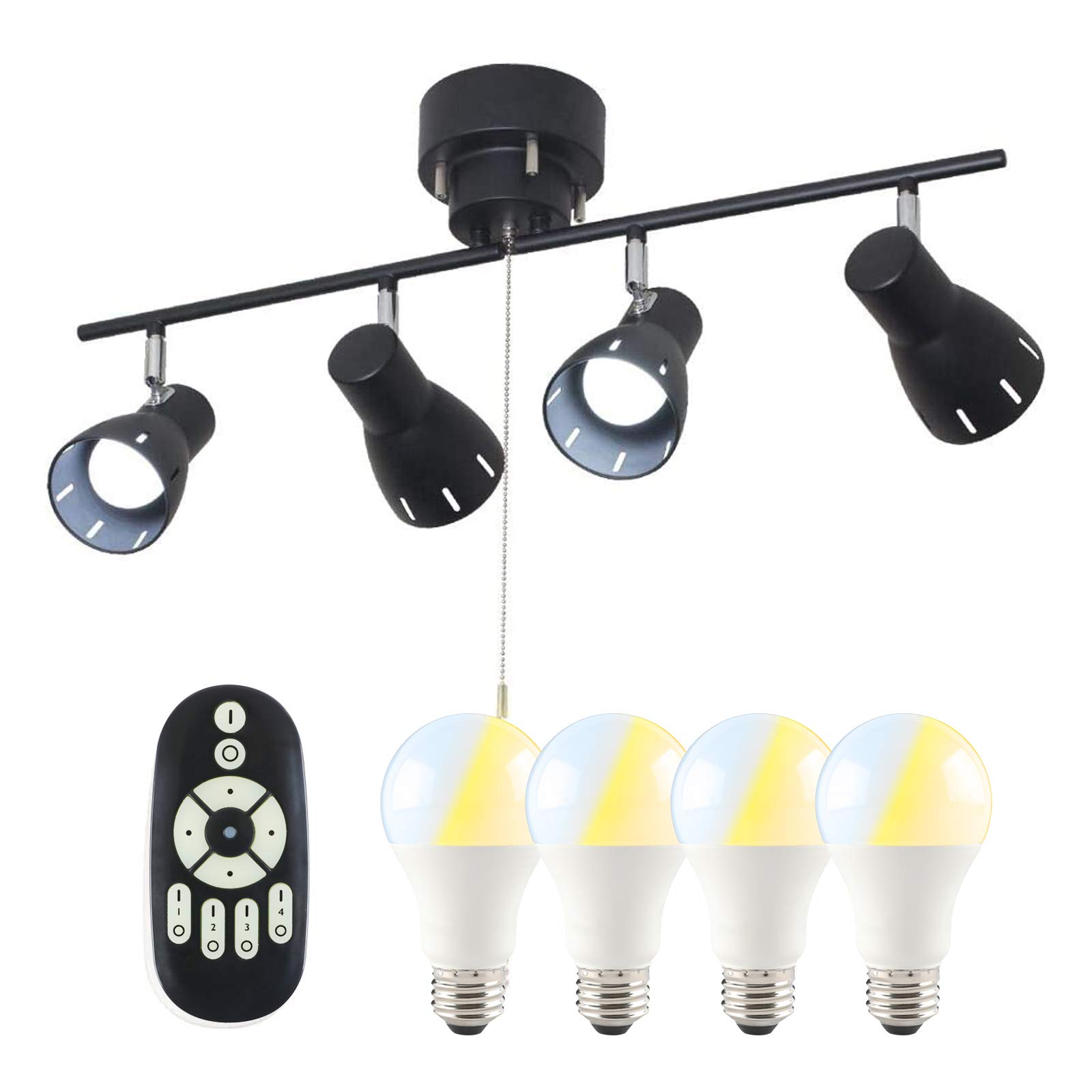 

Kyodo Lighting GT-DJ-ISD4B-9WT-2 Ceiling Light, 4-Light, Suitable for 8-Tatami Rooms, Black, Includes 60W LED Bulb, Dimmable, Color-Adjustable,