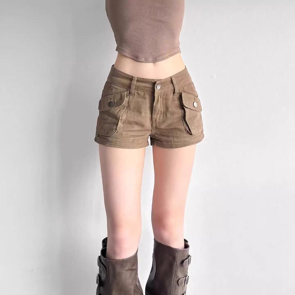 Women's Low Waist Cargo Denim Shorts Y2K Vintage Multi Pocket Slim Fit Hot Shorts For Street Casual Daily Clubwear Outfits