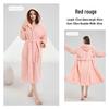 Candy Stripe Coral Fleece Hooded Bathrobe: Quick-Dry, Breathable, Skin-Friendly, and Warm.