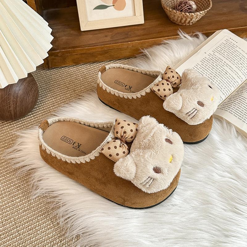 Dreidimensionale Katze Taschenkopf vielseitige lässige Hausschuhe Damen Herbst und Winter Retro niedlich Cartoon Oberbekleidung Dicksohliger Taschenkopf Mopp