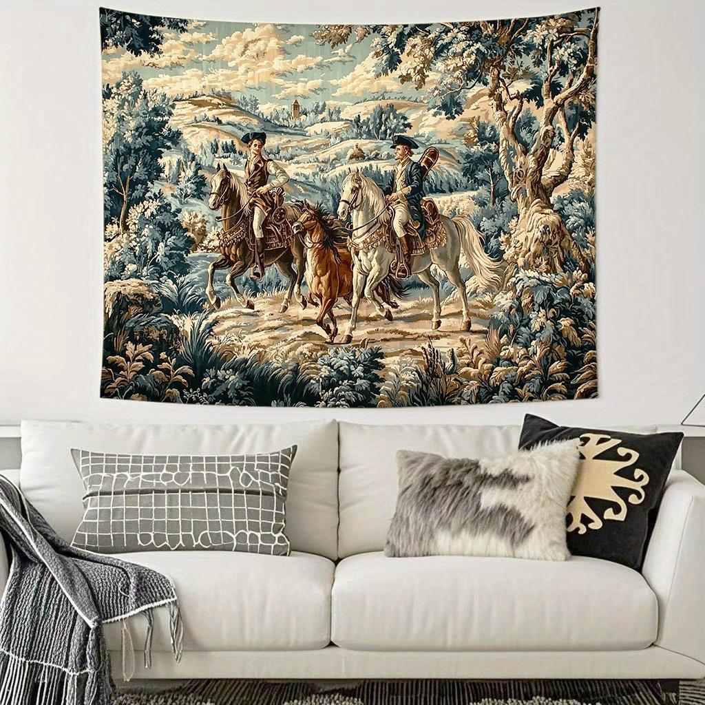 

Retro aristocratic hunting Digital printing polyester wall tapestry suitable for use in living rooms bedrooms offices bars party 74x94cm(29x37in)