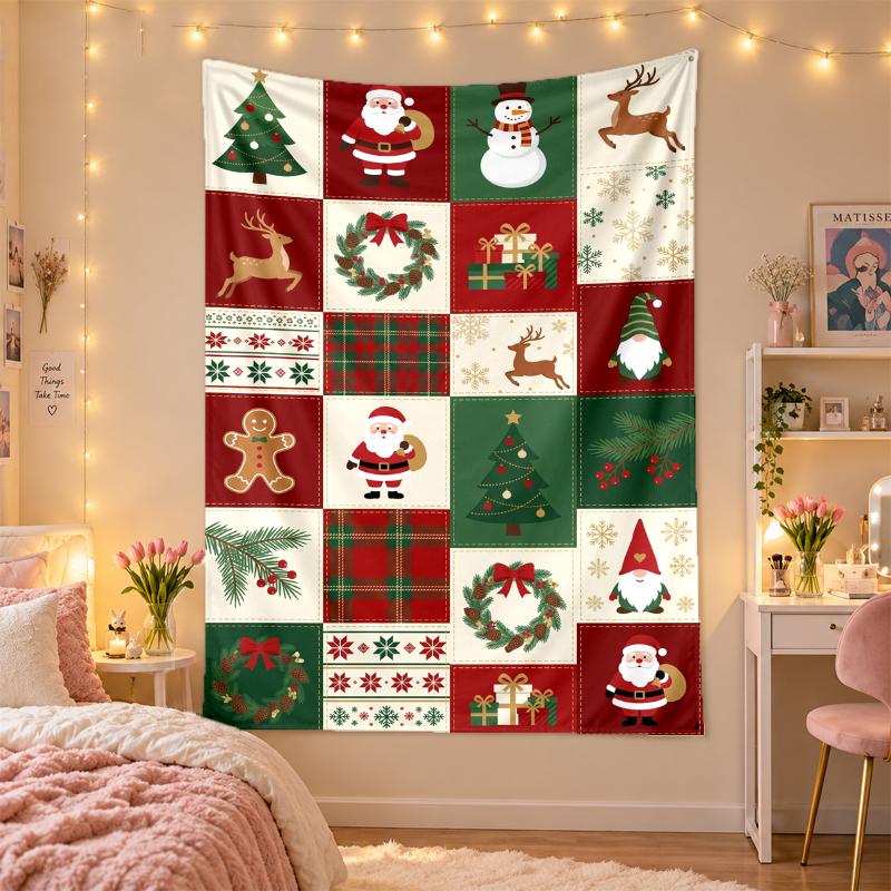 Christmas Printed Tapestry Wall Hanging For Bedroom Living Room Wall Decor Holiday Gift