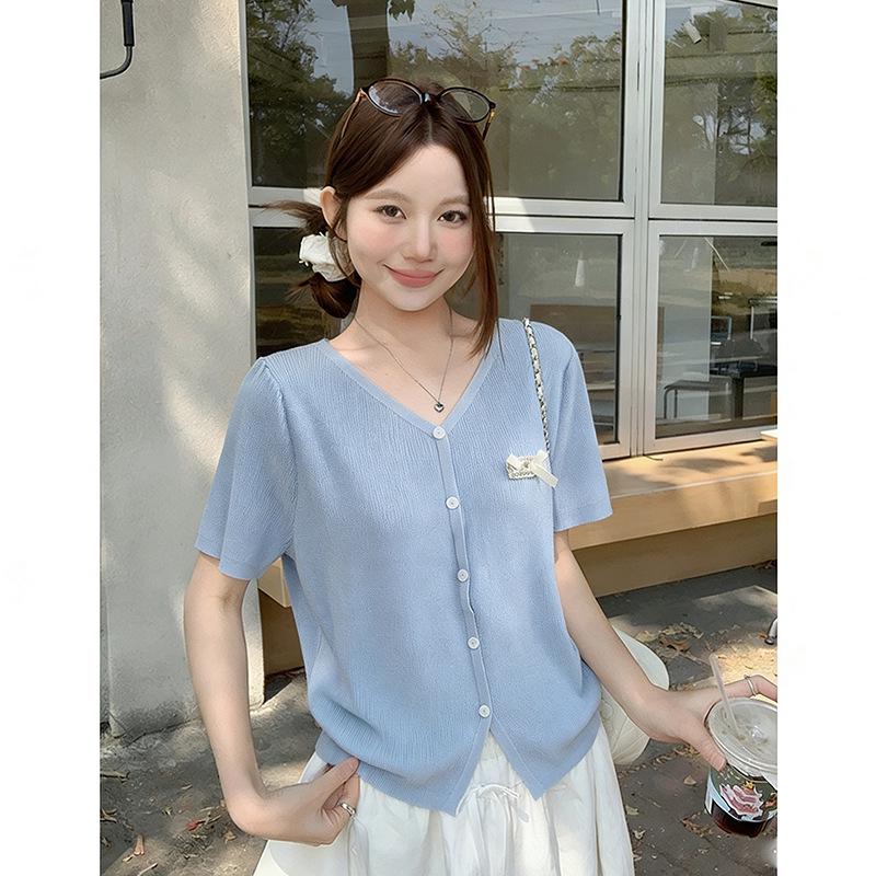 2026 Plus Size Women s Slimming V-Neck Knit T-Shirt with Drawstring XL