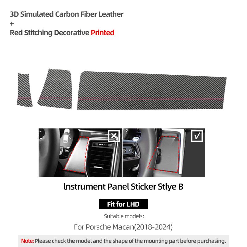 

For Porsche Macan 2014-2025 Made of Alcantara/Carbon Fiber Leather Dashboard Instrument Trim Sticker Car Interior Accessories