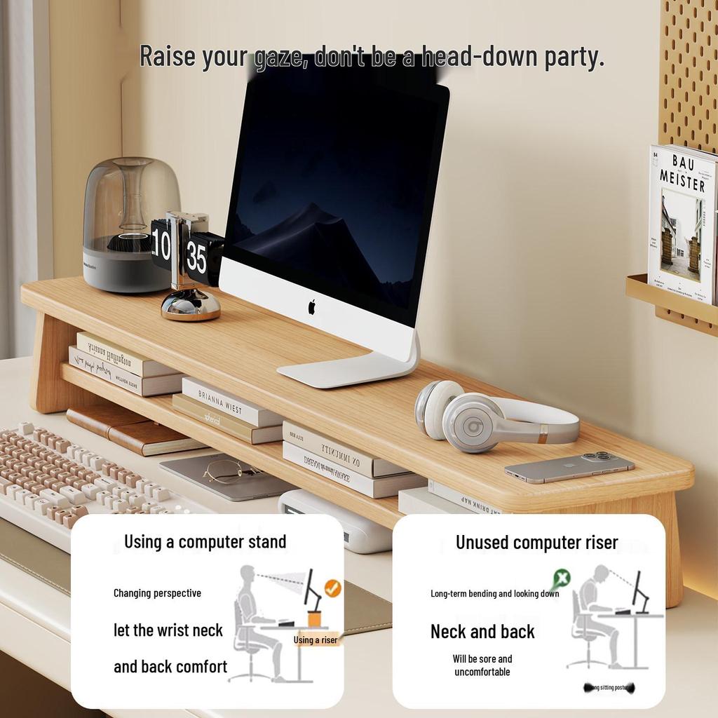 Desktop Monitor Riser Stand with Storage Shelf