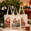 Christmas Canvas Tote Bag Shoulder Handbag Lunch Storage Grocery Bag for Women Festive Holiday Shopper Bag Christmas Gift Decor
