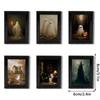 6 Stück Holz Halloween Fotorahmen Kühlschrankmagnete Aufkleber 3D Retro Geisterrahmen Kühlschrankmagnete Halloween Dekoration für Zuhause