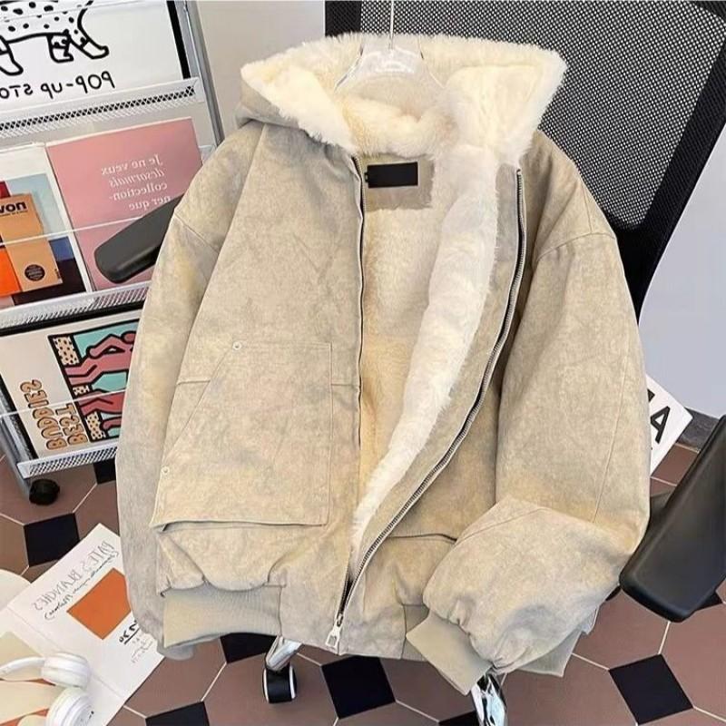 Mens Winter Hooded Cotton Jacket Classic American Style Warm Thick Outerwear Teens Adults
