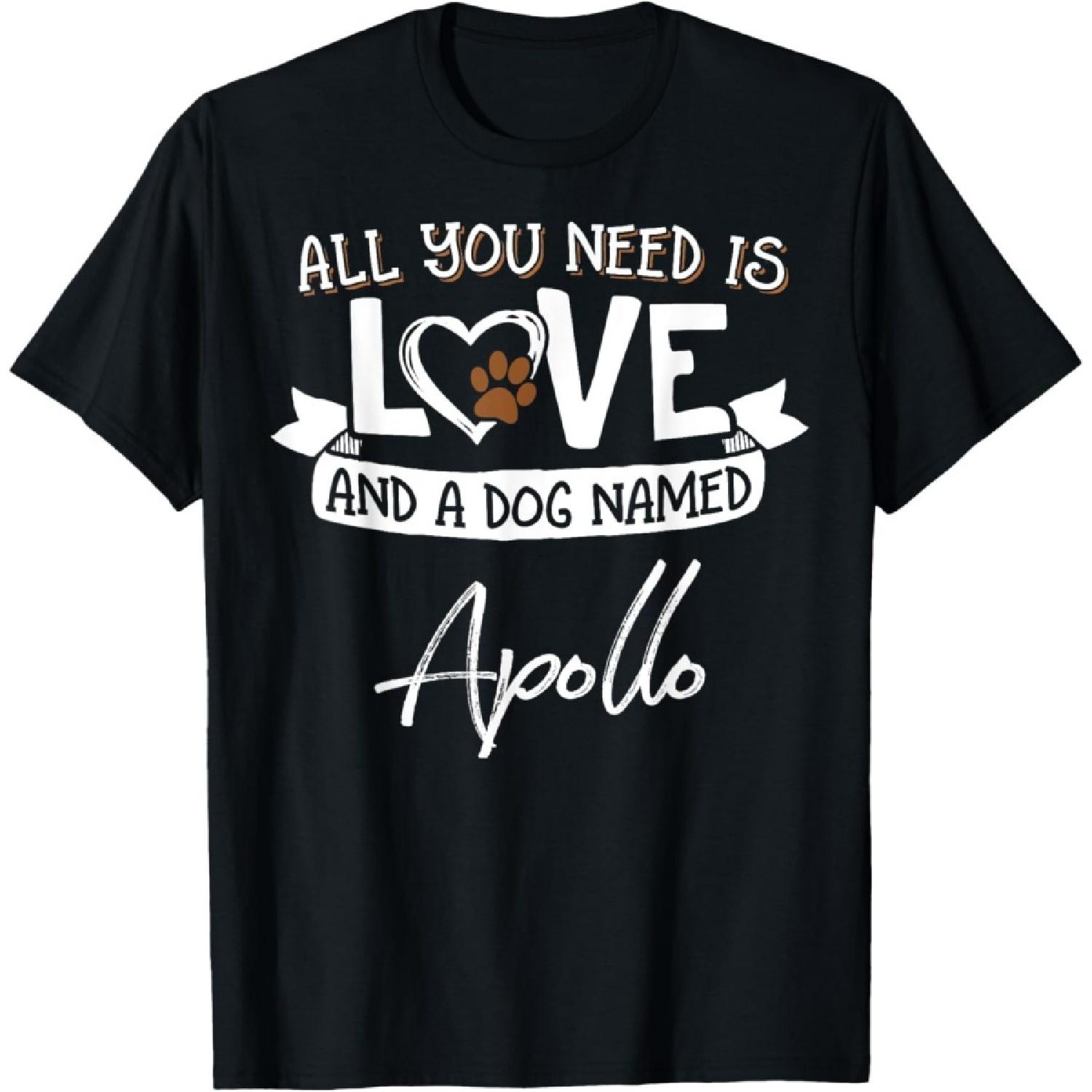 Cute Dog Named Apollo Shirt for Women and Men T-Shirt S чёрный