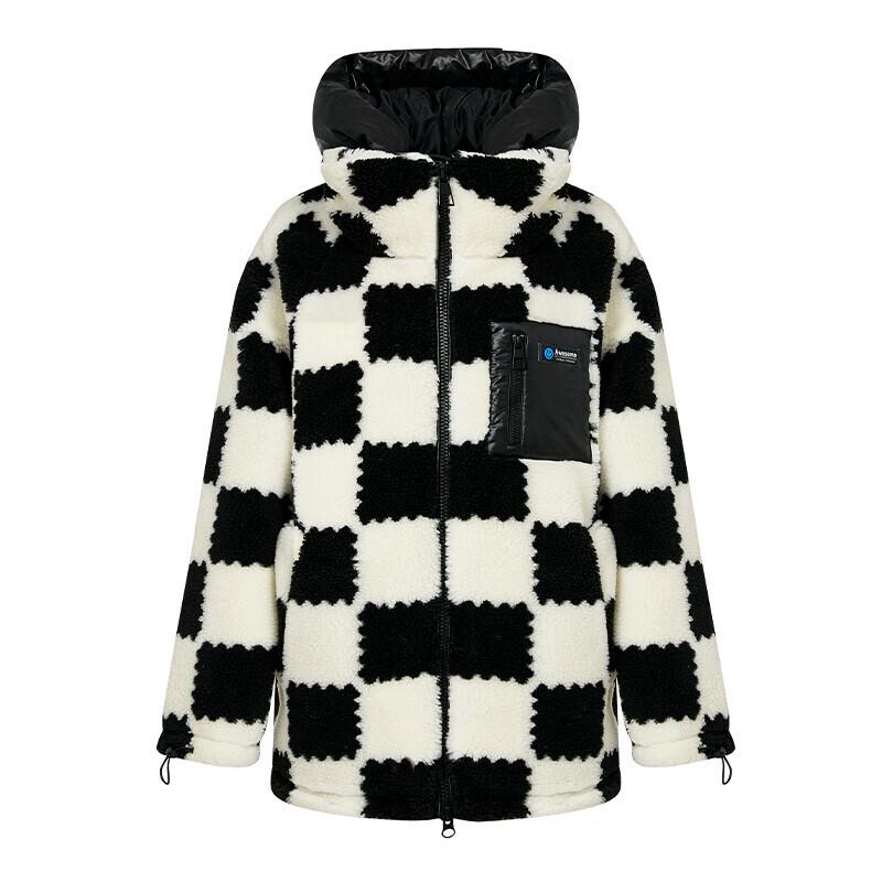 YAYA Women's Plaid Faux Lambswool Down Jacket