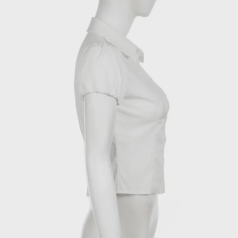 Bella's Chic Pleated Button-Down Short-Sleeve Lapel Top