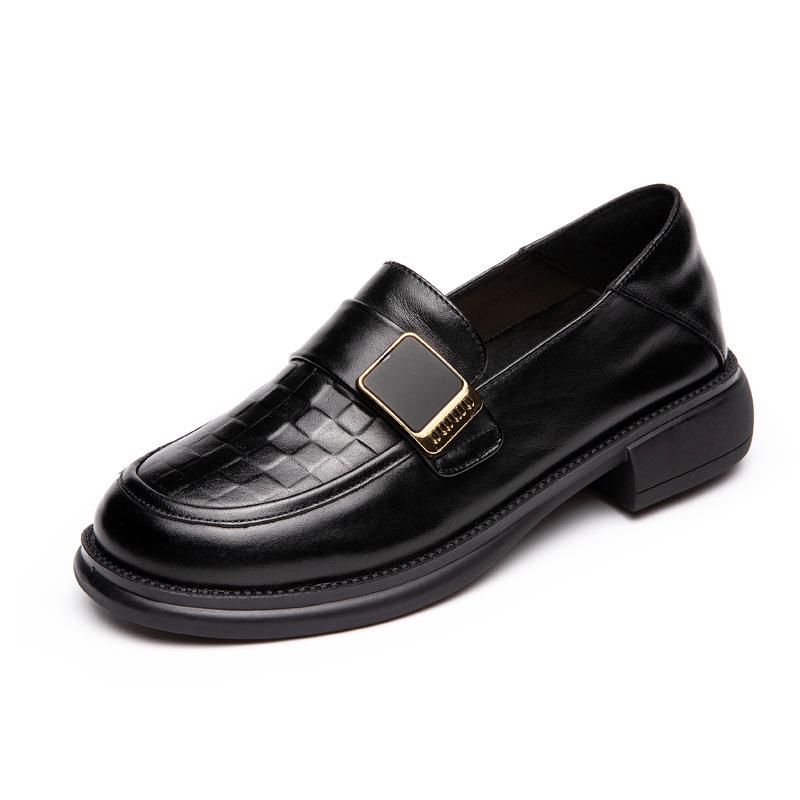 First layer cowhide loafers women's autumn new leather casual work one pedal soft sole soft surface small leather shoes single shoes