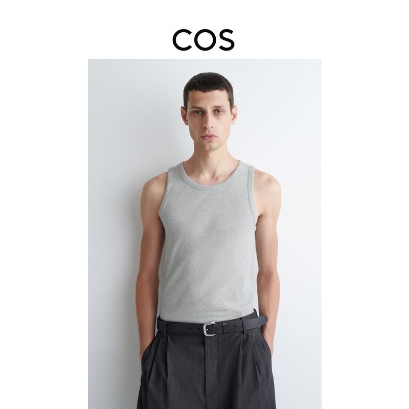 

Cos Men s Slim-Fit Spoon Collar Rib Vest Gray 2024 Summer New 1150895004 Grey 185/108A
