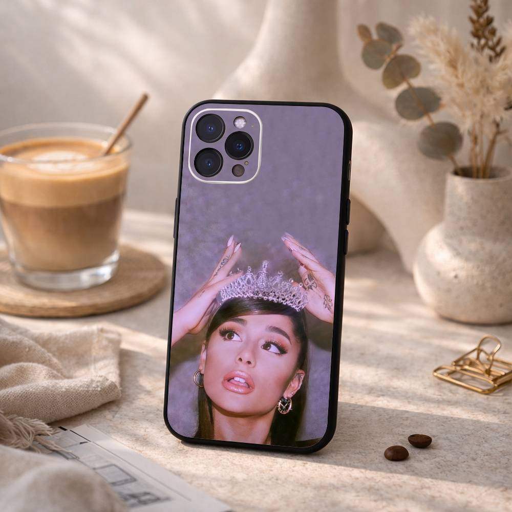 A- Ariana G-Grande Phone Case For iPhone17,16,15,14,13,12Plus,Pro Max,XS,5G Soft Silicone Black Cover